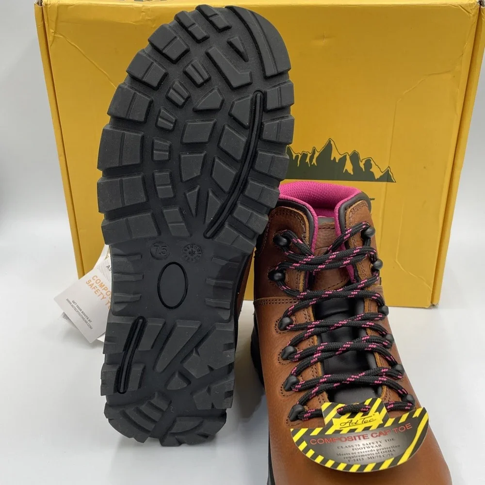 New‎ AdTec Footwear Women's 7.5 Leather Waterproof Composite Toe Work Boot Brown